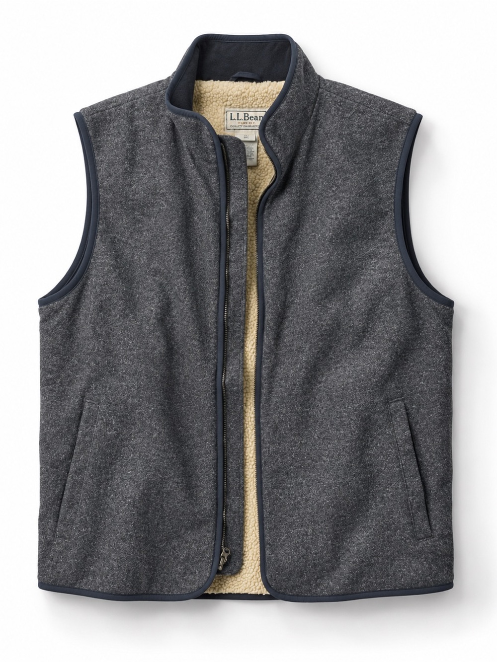 L.L. Bean Men's Sherpa Lined Wool Blend Gray Vest Size XL